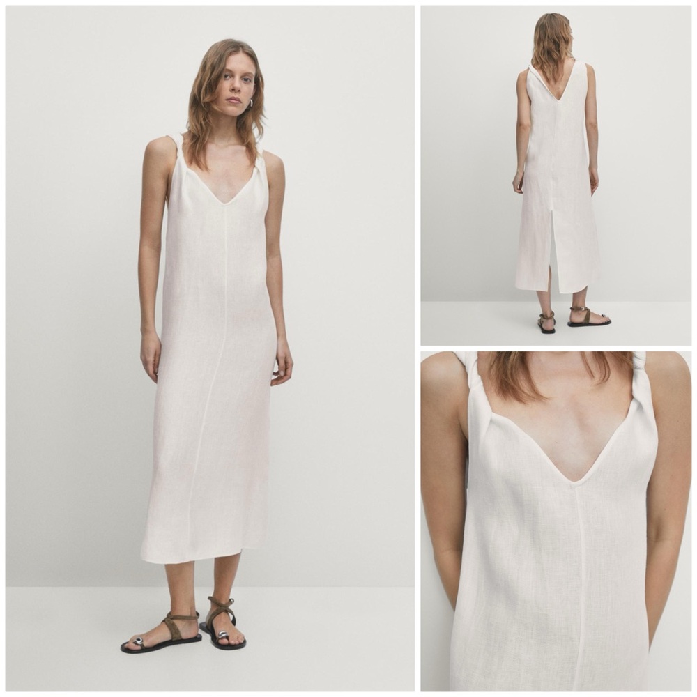 Massimo Dutti ~ LINEN MIDI DRESS WITH STRAPS